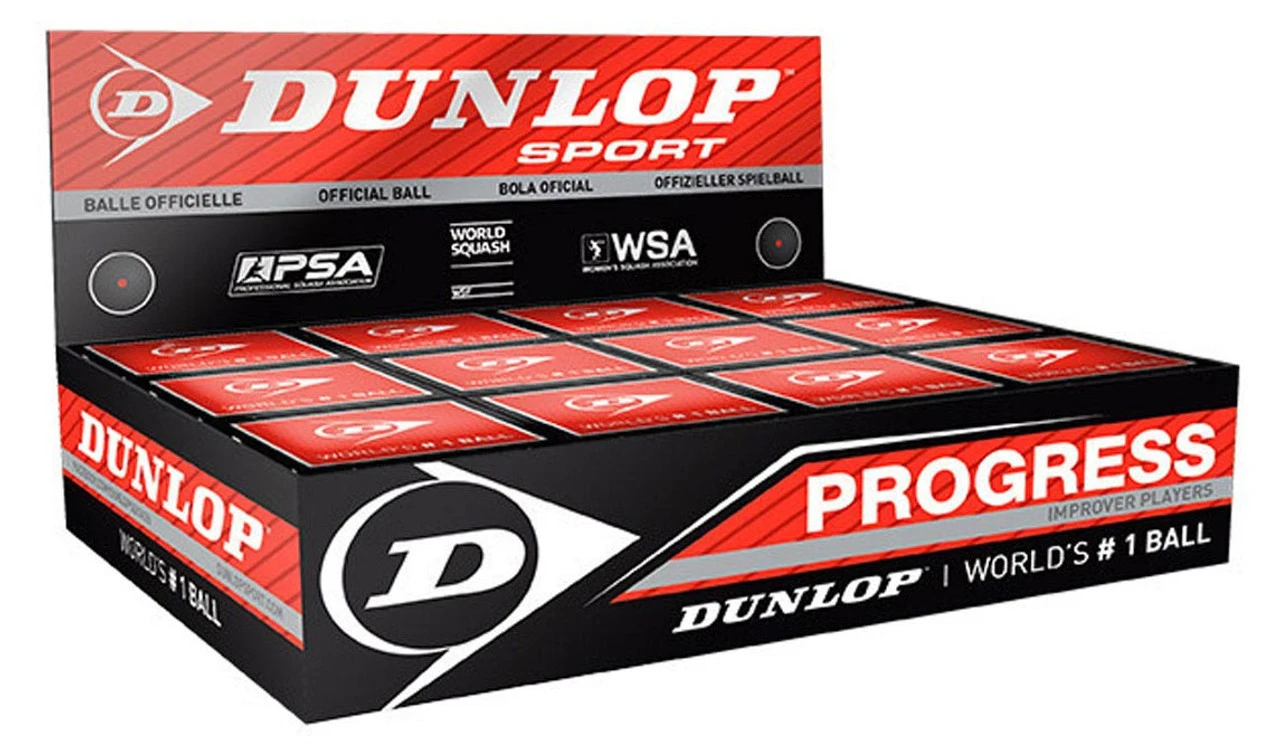 Dunlop Progress Red Dot Squash Balls 12 Pack 3 Dunlop Progress Red Dot Squash Balls 12 Pack